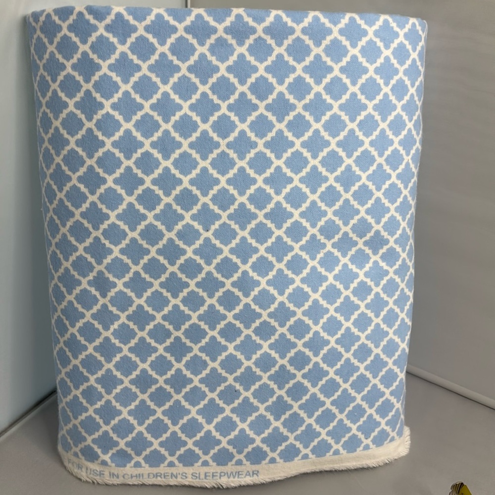 4 Yards Light  Blue Trellis Flannel Fabric
